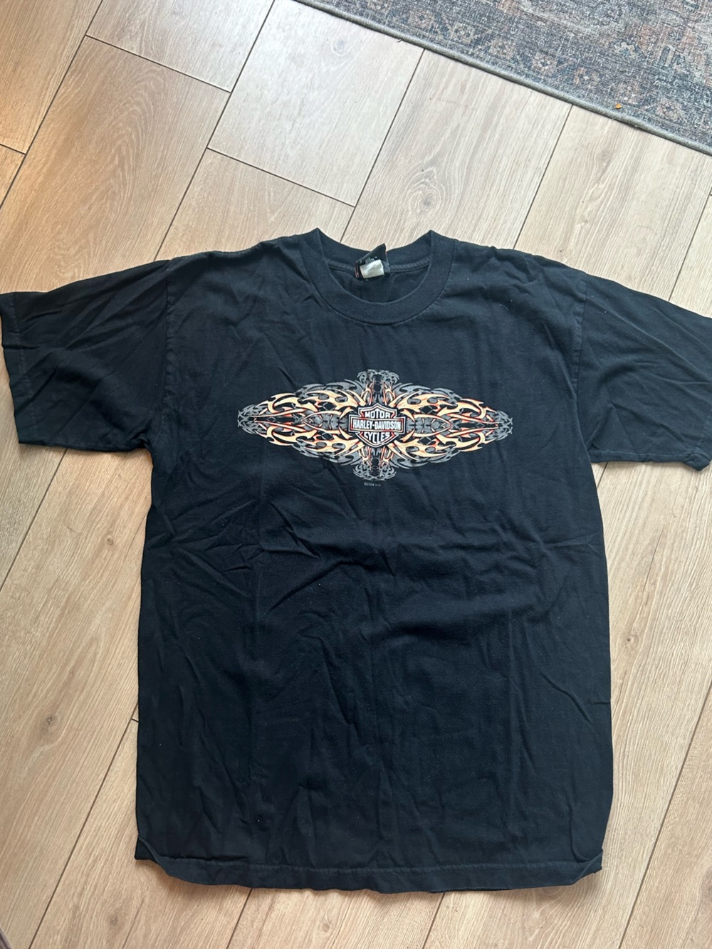 Harley-Davidson Black Short-Sleeve Shirt with Flame Panel
